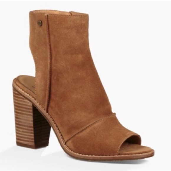 UGG Valencia Peep Toe Heeled Ankle Booties Size 9.5 - Picture 1 of 11